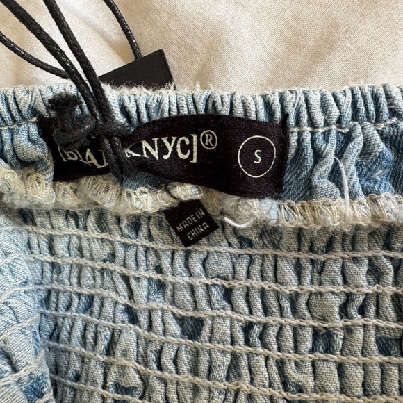 Blank NYC NWT denim corset smocked tank crop size small hearts pattern Revolve - Picture 7 of 8